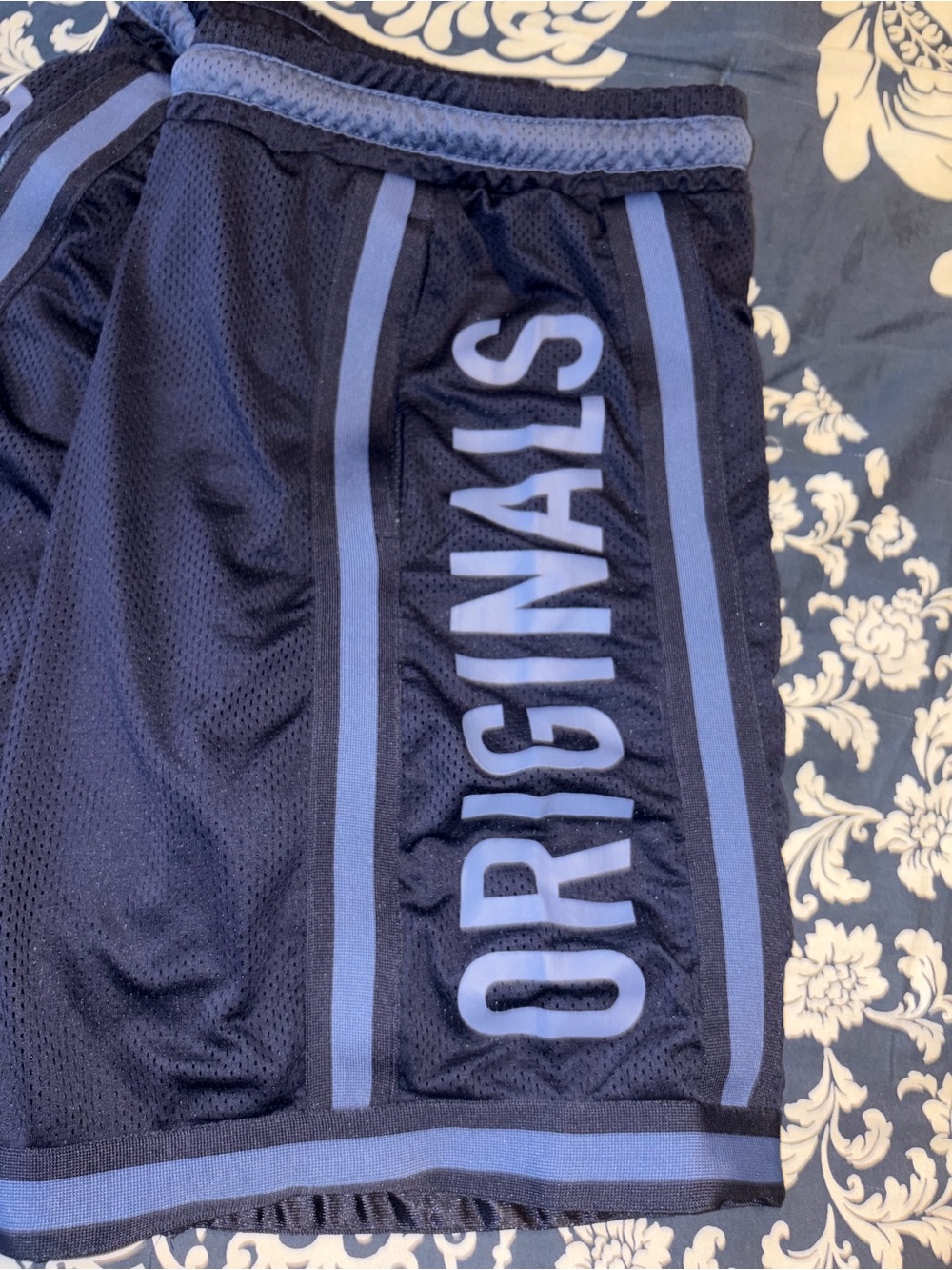 Brooklyn Cloth Men's Navy Mesh Athletic Shorts with Light Blue Trim - Picture 3 of 5